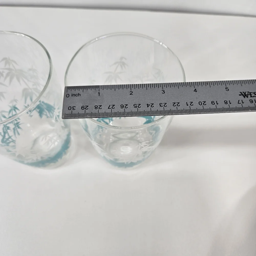 VTG Libbey Bamboo Tall Drinking Glasses Turquoise‎ & White Tumblers Tall Beach